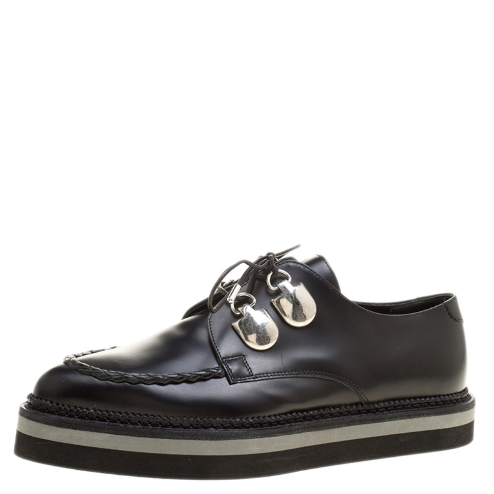 Alexander McQueen/PREOWNED Platform Leather Lace-Up Loafer, Black 42